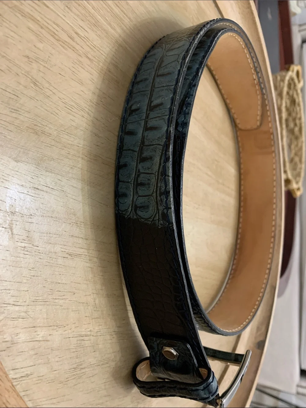Roger Ximenez Midnight mock crocodile Italian leather Belt Size 38